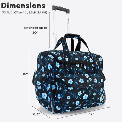 J World Donna Rolling Tote Bag on Wheels for Women. Roller Laptop Briefcase. Overnight Weekender Teachers Work, Night Bloom - color: Night Bloom