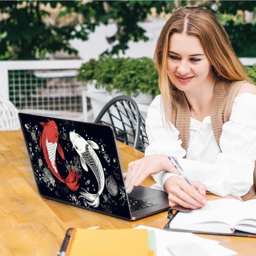 Laptop Skin Sticker Decal, Universal Reusable Vinyl Laptop Cover for 12" 13" 13.3" 14" 15" 15.4" 15.6" Notebook PC, Waterproof Scratch-Resistant with 2 Wrist Pads, Easy to Apply & Remove,Art Koi Fish - color: Art Koi Fish