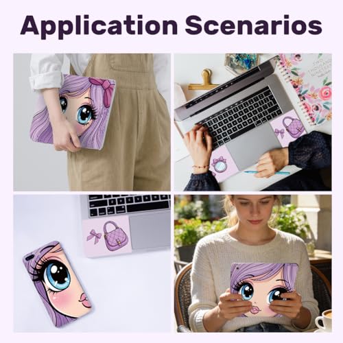Cartoon Pricess PVC Sticker for Laptop Purple Lady Notebook Skin Sticker 3Pcs Laptop Cover Decals for 12.1 13 13.3 13.6 14 15 15.3 16 Inch Computer Notebook PC Waterproof OilProof - style: cartoon girl