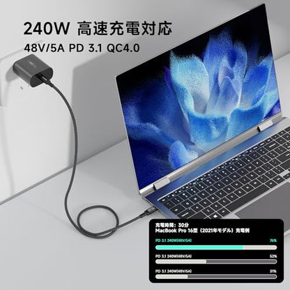 0.5m USB-C to USB-C Cable 80Gbps 240W PD 3.1, USB4 v2.0 Data Charging Cable with 16K@60Hz Video Output, Compatible with Thunderbolt 4/3, for Laptops, Monitors, SSDs, 1.6FT - size: 1.65ft/0.5m