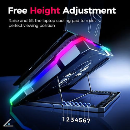 AICHESON Gaming Laptop Cooling Pad with Powerful Cooler Fans | RGB Lighting and Phone Holder for 15-19 inch Laptops and PC Computers