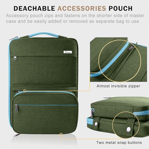 Voova Laptop Sleeve Case 15.6 Inch Compatible with MacBook Air 15 M2/M3/M4, MacBook Pro 15/16, 15-16" Hp Lenovo Dell Acer, 2 in 1 Waterproof Computer Bag with Detachable Accessory Pouch, Army Green - color: Army Green, size: 15-16 Inch (15.7 x 11.8 x 1.2