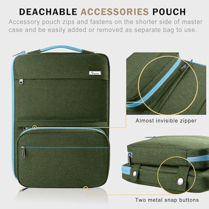 Voova Laptop Sleeve Case 15.6 Inch Compatible with MacBook Air 15 M2/M3/M4, MacBook Pro 15/16, 15-16" Hp Lenovo Dell Acer, 2 in 1 Waterproof Computer Bag with Detachable Accessory Pouch, Army Green - color: Army Green, size: 15-16 Inch (15.7 x 11.8 x 1.2