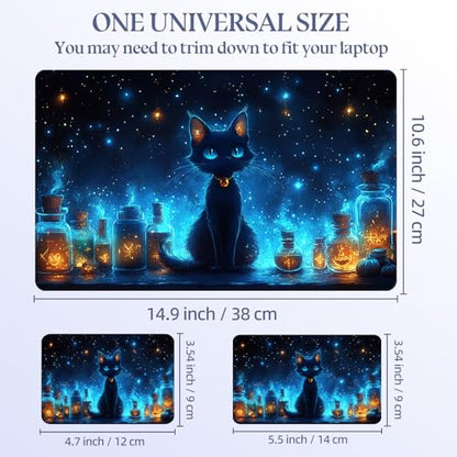 Universal Laptop Skin Sticker Decal,15.6 Inch Laptop Vinyl Cover for 13" 14" 15.6" Laptop,Scratch-Resistant Waterproof Protector Wrap,Reusable with Wrist Pads,Cosmic Witch Cat Potions - color: Cosmic Witch Cat Potions