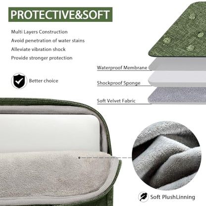 Voova Laptop Case 13 14 15 16 17 Inch with Shoulder Strap, Waterproof Laptop Bag Sleeve Slim Briefcase - color: Army Green, size: 17-17.3 Inch