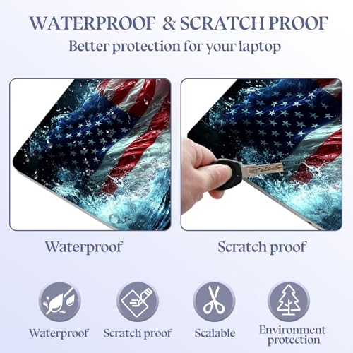 Universal Laptop Skin Sticker Decal,15.6 Inch Laptop Vinyl Cover for 13" 14" 15.6" Laptop,Scratch-Resistant Waterproof Protector Wrap,Reusable with Wrist Pads,Splash American Flag - color: Splash American Flag