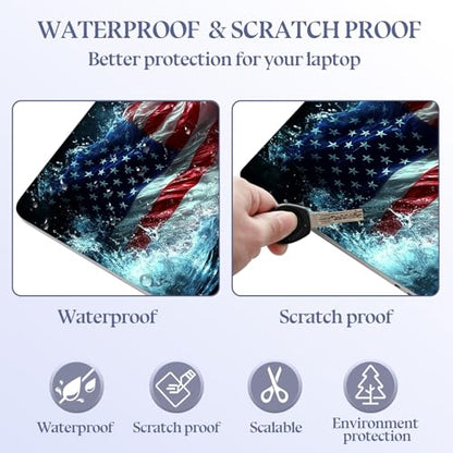 Universal Laptop Skin Sticker Decal,15.6 Inch Laptop Vinyl Cover for 13" 14" 15.6" Laptop,Scratch-Resistant Waterproof Protector Wrap,Reusable with Wrist Pads,Splash American Flag - color: Splash American Flag