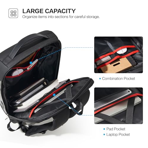 Anti-Theft Backpack, 15.6 Inch Laptop Backpacks for Men, Black | Business Backpack with USB Charging Port, Water Resistant Travel Laptop Backpacks for Work, Travel, Business Trip