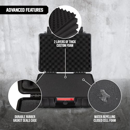 Durabox All Weather Hard Case 18 x 14 x 6” - TSA Approved Hard Shell Travel Case with Customizable Foam for Cameras, Lenses, Laptops, Electronics, Guns, Pistols and Other Gear - size: Medium 18 x 14 x 6"
