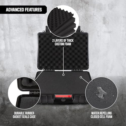 Durabox All Weather Hard Case 18 x 14 x 6” - TSA Approved Hard Shell Travel Case with Customizable Foam for Cameras, Lenses, Laptops, Electronics, Guns, Pistols and Other Gear - size: Medium 18 x 14 x 6"