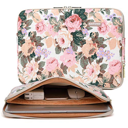 Kayond Canvas Water-Resistant 14 Inch Laptop Sleeve case for 14.1inch Notebook Compute (14-14.1 inch, White Camellia) - color: White Camellia, size: 14-14.1 inch
