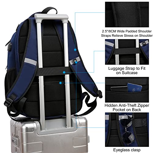 CAFELE 17.3 Inch Laptop Backpack with USB Charging Port, TSA-Friendly & Water-Resistant College Bookbag for Men and Women (Blue) - color: 17.3 Inch-blue