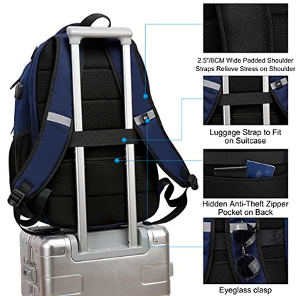 CAFELE 17.3 Inch Laptop Backpack with USB Charging Port, TSA-Friendly & Water-Resistant College Bookbag for Men and Women (Blue) - color: 17.3 Inch-blue
