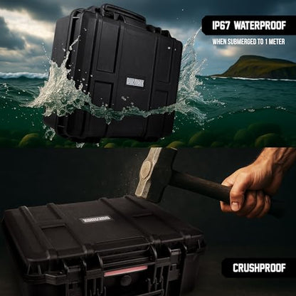 Durabox All Weather Hard Case 19 x 17 x 8” - TSA Approved Hard Shell Travel Case with Customizable Foam for Cameras, Lenses, Laptops, Electronics, Guns, Pistols and Other Gear - size: Large 19 x 17 x 8"