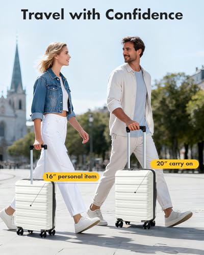 Lekesky 16 Inch Underseat Carry On Luggage Airline Approved, D-Beige | Durable ABS, Small Underseat Carry-on Luggage with TSA Lock Spinner Wheels, Personal Item Luggage Removable Wheels for Travel - color: D-Beige, size: 16 Inch