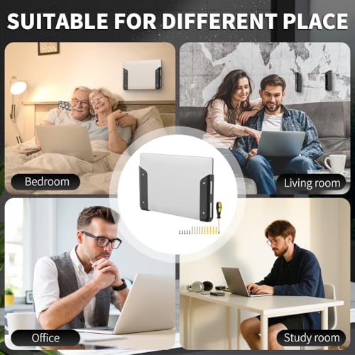 Wall & Under Desk Laptop Mount Holder with Adhesive Screws,1.02"/ 26 mm Thick, Universal for Laptop, Mac mini, MacBook, Keyboard with Anti-Scratch Pads