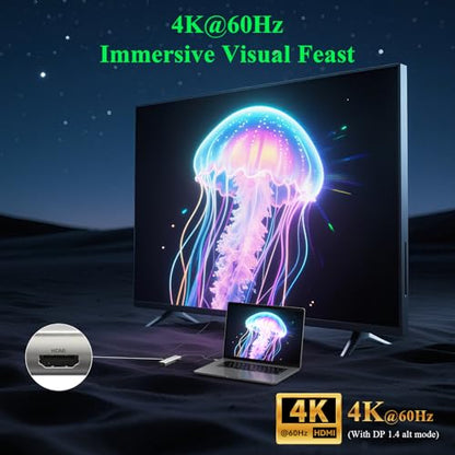 Minthouz 6-in-1 USB C Hub, 4K@60Hz HDMI, 100W PD Charging, 5Gbps USB-A Ports, 1000Mbps Ethernet, Compatible with MacBook Neo, M1/M2/M3, Surface, HP, Lenovo Laptops