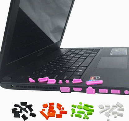 16Pcs Pink Silicone Anti Dust Plug Universal Laptop Port Protector Cover Set - color: Pink