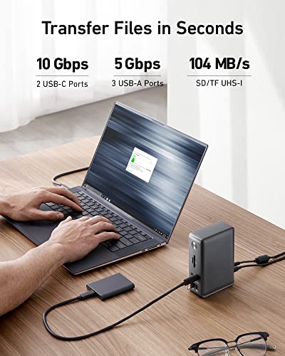 Anker Laptop Docking Station, 13-in-1 USB C Docking Station, Triple Display | 2 HDMI and 1 DP, 10Gbps USB-C and 5Gbps USB-A Data Ports, Ethernet, Audio, SD/TF, 85W Charging for Dell, HP, Lenovo and More
