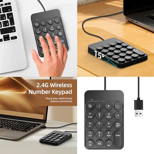 19 Wire Mechanical Numeric Keypad USB Number Pad Suitable for Finance Business Laptop Notebook Numeric Keyboard USB Number Pad Quiet Typing Portable Keypad Ergonomic Design