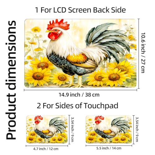 Aesthetic Laptop Skin Sticker, Rooster Among Sunflowers Waterproof Vinyl Laptop Decal, Removable Bubble Free, Reusable Protective Cover for 13 14 15 15.6 Inch - color: Rooster Among Sunflowers