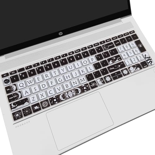Cute Keyboard Cover for 15.6 inches HP ProBook 450 G8 G9 G10 / ProBook 455 G8 G9 G10 /ProBook 650 G8/HP Zbook Power G8 G9, Silicone Keyboard Skin, US Layout, Sun and Moon - color: Sun and Moon