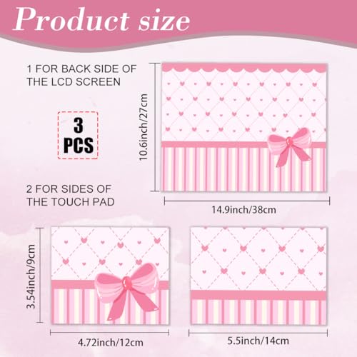 PLIGREAT 15 Inch Laptop Skin Sticker Decal, Pink Bow Present 12" 13" 13.3" 14" 15" Laptop Decals Cover Universal PVC Skin Stickers Cover Art Decal Reusable Notebook Protector - color: Bow Present