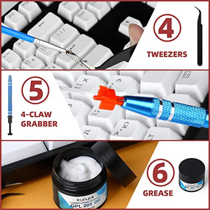 RUNJRX Keyboard Switch Lube Kit GPL 205G0 0.53oz/15g, Switch Opener for Cherry MX TTC Holy Pandas Switch,Switch Lube Tools for Gaming Keyboard - style: Lube Kit-H