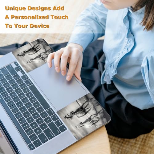 Universal Laptop Skin Sticker with 2 Wrist Pad Decals, 3-Piece Removable Vinyl Laptop Cover, Horse Waterproof Anti-Scratch, Easy-Trim Fit for 13.3" 14" 15.6" Laptops - color: Horse