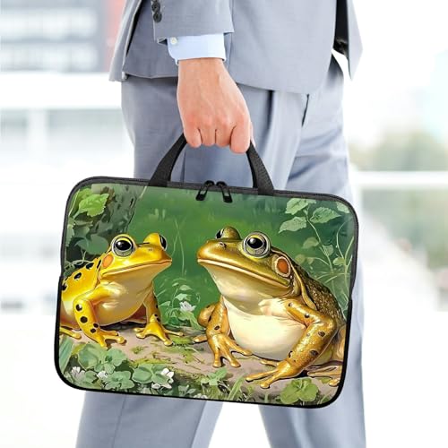 10 inch Laptop Sleeve with Laptop Skin Sticker Set – Slim Protective Case with Smooth Zipper, Lightweight Tablet & Notebook Sleeve for Travel & Daily Carry, Frogs - color: Frogs, size: 10 inch