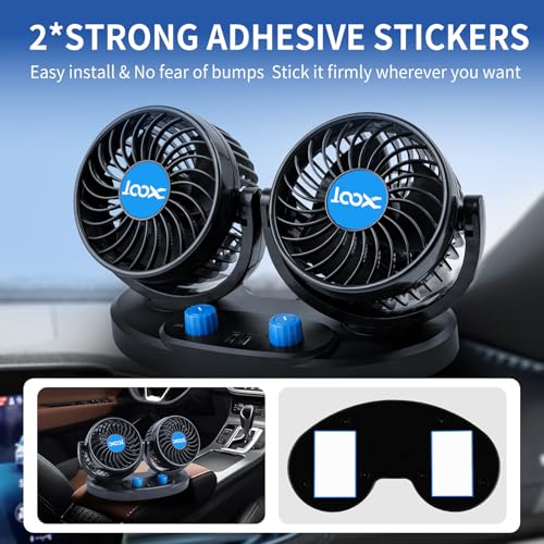 XOOL Car Fan – Car Cooling Fan with 2 USB Charging Ports, Quiet Strong Airflow, Cigarette Lighter Plug, Fan for Car, Vehicles, RVs, and SUVs - size: Cigarette Dual Fan - Front (Dual USB Ports)