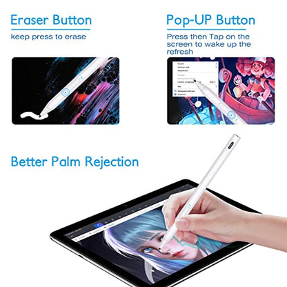 Surface Stylus Pen Digital Pen for Microsoft Surface Pro X/9/8/7/6/5/4/3/Surface Laptop 5/4/3/2/1 Surface go 3/2/1 Book 2/1 Studio Magnet 4096 Pressure Palm Rejection Rechargeable Stylus Pen - color: White
