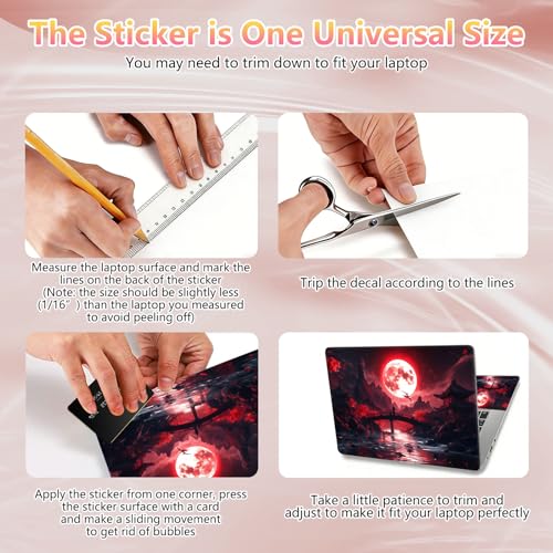 Laptop Skin Sticker Decal 12" 13" 13.3" 14" 15" 15.6",Waterproof Scratch Resistant Vinyl,Reusable Easy to Apply,for MacBook HP Dell Notebooks Netbooks Laptop,2 Wrist Pads,Blood Moon Secrets - color: Blood Moon Secrets