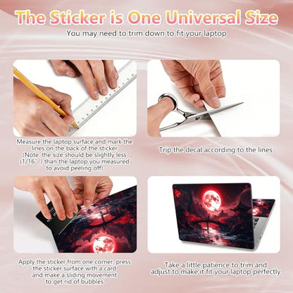 Laptop Skin Sticker Decal 12" 13" 13.3" 14" 15" 15.6",Waterproof Scratch Resistant Vinyl,Reusable Easy to Apply,for MacBook HP Dell Notebooks Netbooks Laptop,2 Wrist Pads,Blood Moon Secrets - color: Blood Moon Secrets