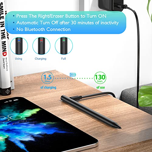 Stylus Pen for Surface, Compatible with Microsoft Surface Pro X/9/8/7/6/5/4/3/Surface Laptop 5/4/3/2/1/go 3/2/1/Book 2/1/Studio, Magnetic Adsorption, Palm Rejection and Tilt Digital Pen - Black - color: Black