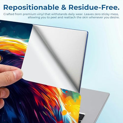 Reusable Universal Laptop Skin Sticker, Cut to Fit for 11.6–15.6 Inch Laptops, Waterproof Protective Film, No-Residue - Fiery Eagle - color: Fiery Eagle