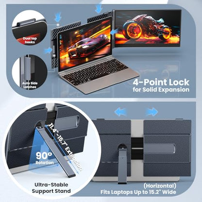 Laptop Screen Extender, 14" Ultra-Thin & Lightweight Portable Monitor, 1080P FHD IPS Second Screen, Plug and Play, Laptop Monitor Extender Compatible for Mac/Win Laptops 13-17 Inch - size: 14" ultra-thin screen