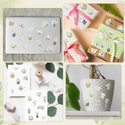 CNhoqc Watercolor Plant Sticker Roll - 1000 Pcs Spring Natural Plant Waterproof Vinyl Reusable Laptop Sticker Self Adhesive Water Bottle Activity Pad Birthday Party Favors Gift Easter Basket Stuffers - style: Watercolor Natural Plant