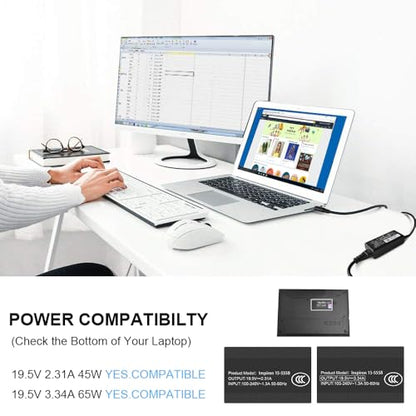 Ostrich Charger Compatible with Dell Laptop Computer 65W 45W Round Tip Power Adapter
