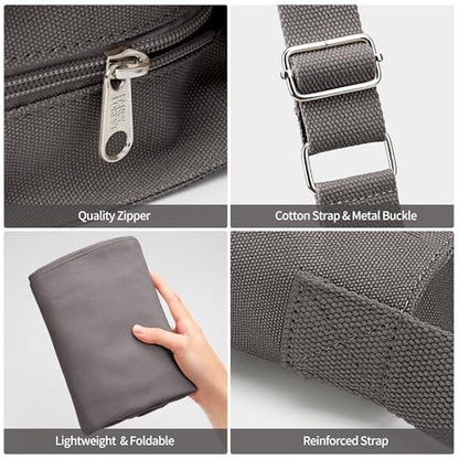 KALIDI Canvas Tote Bag Large Hobo Crossbody Shoulder Handbag Zipper Messenger Bag for Women or Men Casual College Work - color: *Grey
