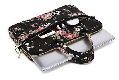 Black C Rose Patten water resistant Laptop Shoulder Messenger Bag Case Sleeve for 14 Inch 14.1 Inch Laptop,Laptop Briefcase - color: Black C Rose, size: 14-14.1 Inch