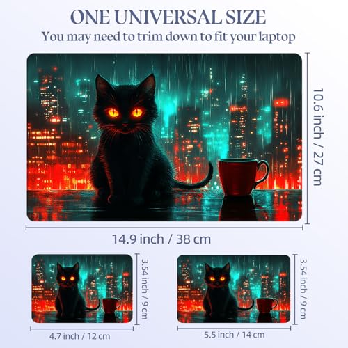 Universal Laptop Skin Sticker Decal,15.6 Inch Laptop Vinyl Cover for 13" 14" 15.6" Laptop,Scratch-Resistant Waterproof Protector Wrap,Reusable with Wrist Pads,Cyberpunk Cat Red Cup - color: Cyberpunk Cat Red Cup