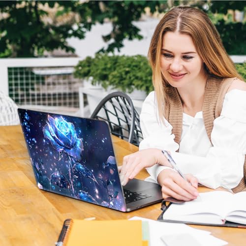 Laptop Skin Sticker Decal, Universal Reusable Vinyl Laptop Cover for 12" 13" 13.3" 14" 15" 15.4" 15.6" Notebook PC, Waterproof Scratch-Resistant with 2 Wrist Pads, Easy to Apply & Remove,Blue Rose - color: Blue Rose
