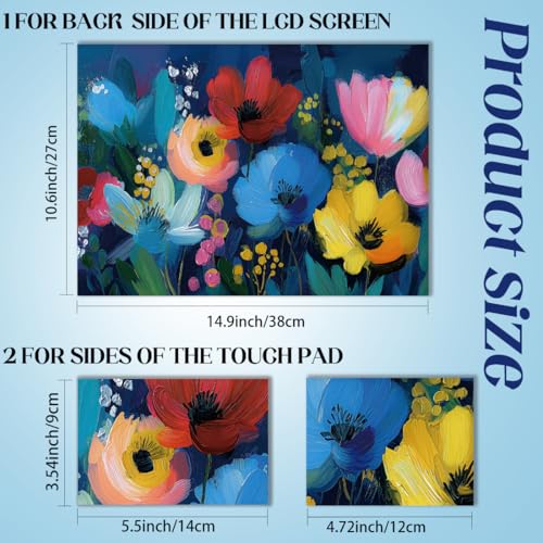 SUPERDANT 3 Pcs Gouache Floral Laptop Skin 14.96x10.62in Trimmable PVC Notebook Decal Reusable Cover for 12 13 14 15 15.6 Inch Notebook Surface Flowers Sticker Kit Colorful - style: Gouache Floral