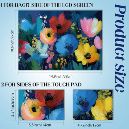 SUPERDANT 3 Pcs Gouache Floral Laptop Skin 14.96x10.62in Trimmable PVC Notebook Decal Reusable Cover for 12 13 14 15 15.6 Inch Notebook Surface Flowers Sticker Kit Colorful - style: Gouache Floral