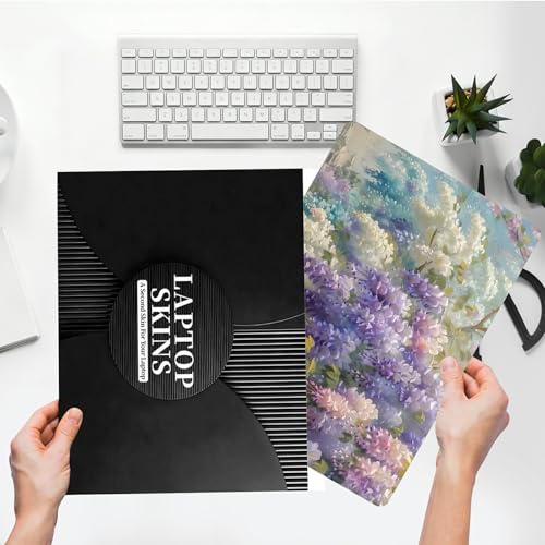 Universal Laptop Skin Sticker with 2 Wrist Pad Skins, Waterproof Scratch Resistant Vinyl Laptop Cover Decal, Cut to Fit for 11–15.6 Inch MacBook HP Dell Lenovo, Cercis Chinensis - color: Cercis Chinensis