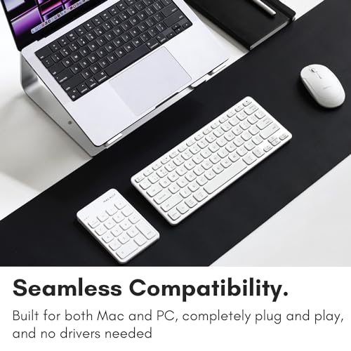 Macally Bluetooth Number Pad for Laptop, Apple, Mac, iMac, MacBook Pro/Air, Ipad, Windows PC, Tablet, or Computer - Rechargeable 18 Key Wireless Numeric Keypad - Bluetooth 10 Key Numpad Keyboard