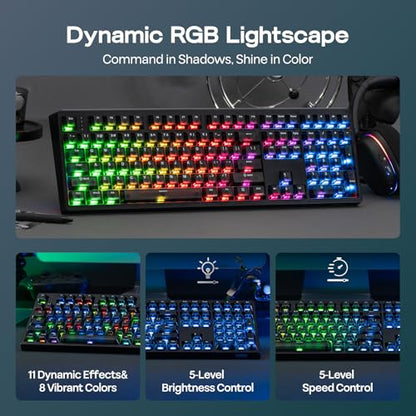 EPOMAKER HE108 Wireless Gaming Keyboard, 8K Polling & 10000mAh, SOCD & DKS | Full-Sized Hall Effect Keyboard with Rapid Triggering, Custom Driver, RGB Backlit, PBT Keycap (Black) - color: Black