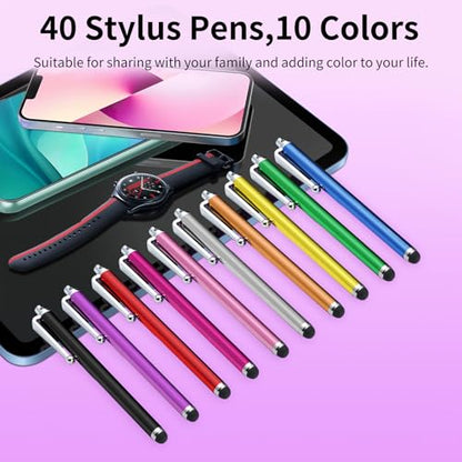40 Pack Stylus Pen,Stylus Pen for Touchscreen | High Precision Sensitivity for Everyday Writing/Drawing,Universal Stylus Compatible with Touch Screens,10 Colors - color: 40-Pack
