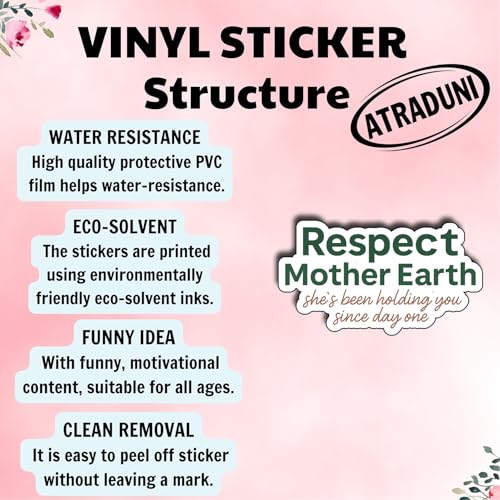 (3Pcs) Respect Mother Earth Stickers Eco Friendly Quote Sustainability Vinyl Decal Nature Lover Environmental Awareness Earth Day Sticker Planet Love Green Life.Size 2" x 3" - color: Respect Mother Earth